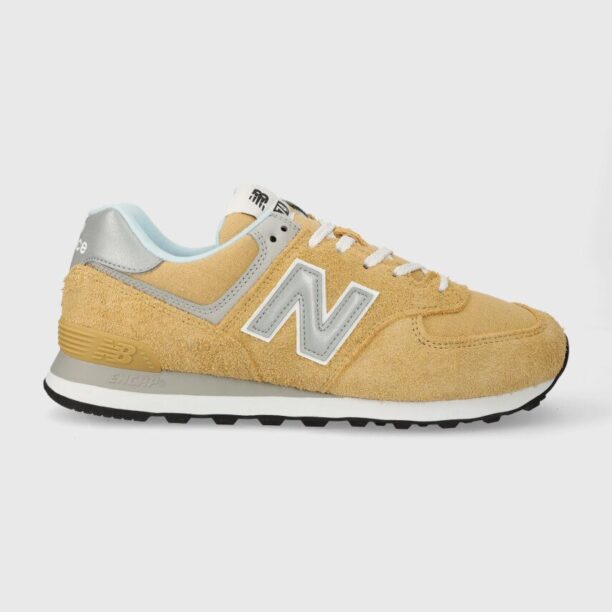 New Balance sneakers din piele întoarsă 574 culoarea bej