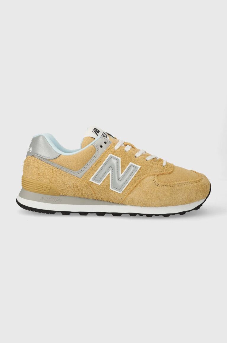 New Balance sneakers din piele întoarsă 574 culoarea bej