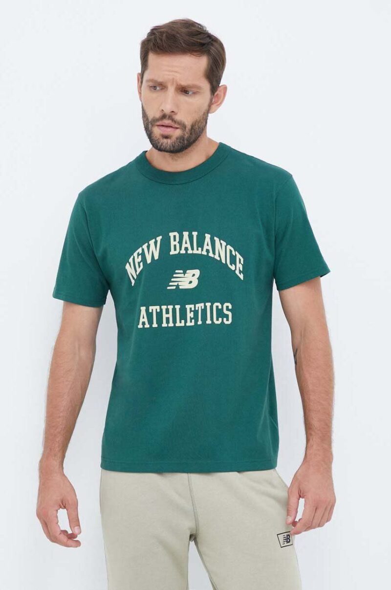 New Balance tricou din bumbac culoarea verde