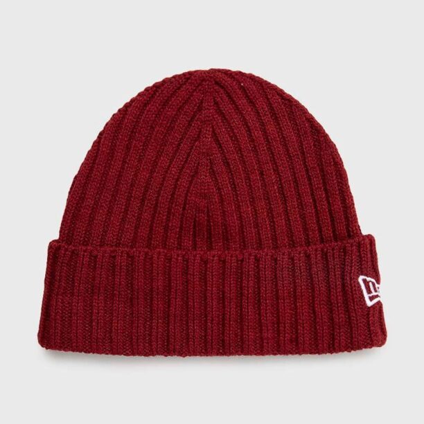 New Era căciulă Cuff Beanie culoarea bordo