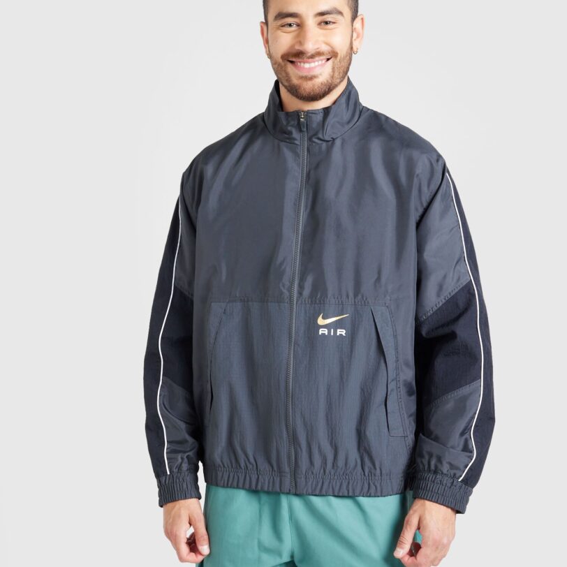 Nike Sportswear Bluză cu fermoar sport 'AIR'  albastru marin / galben auriu / gri grafit / alb preţ