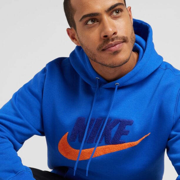 Nike Sportswear Bluză de molton 'CLUB'  albastru / albastru cobalt / portocaliu închis preţ