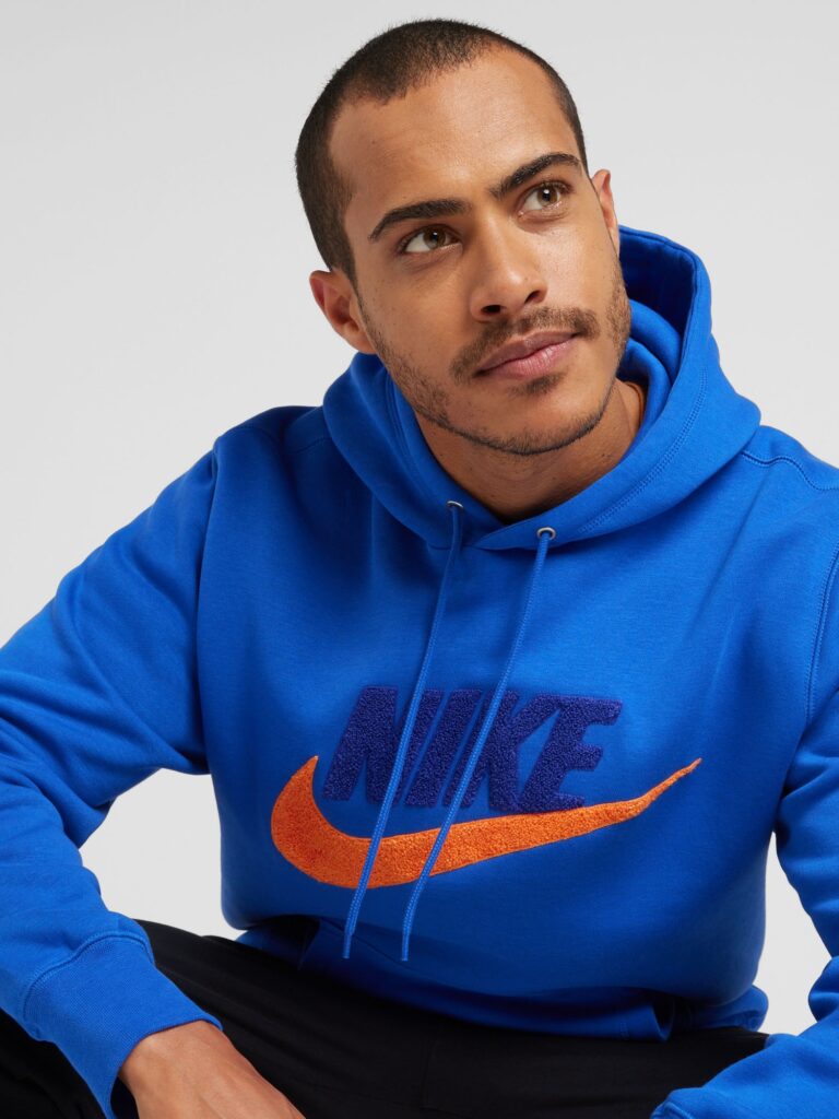 Nike Sportswear Bluză de molton 'CLUB'  albastru / albastru cobalt / portocaliu închis preţ