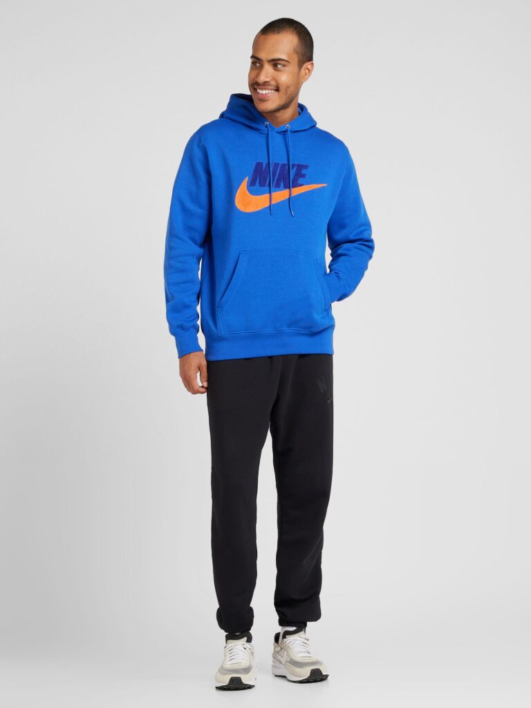 Preţ Nike Sportswear Bluză de molton 'CLUB'  albastru / albastru cobalt / portocaliu închis