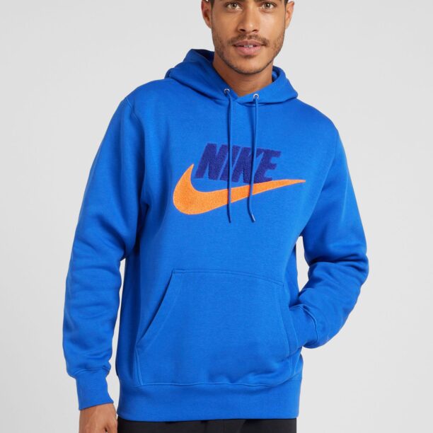 Nike Sportswear Bluză de molton 'CLUB'  albastru / albastru cobalt / portocaliu închis