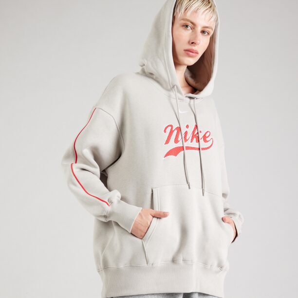 Nike Sportswear Bluză de molton 'PHNX FLC'  grej / roșu / alb