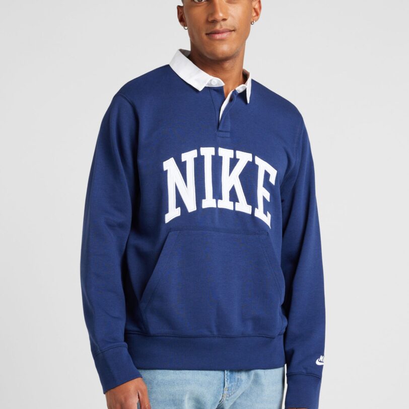 Nike Sportswear Bluză de molton  albastru marin / alb preţ
