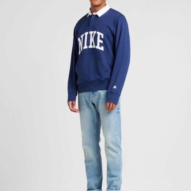 Nike Sportswear Bluză de molton  albastru marin / alb