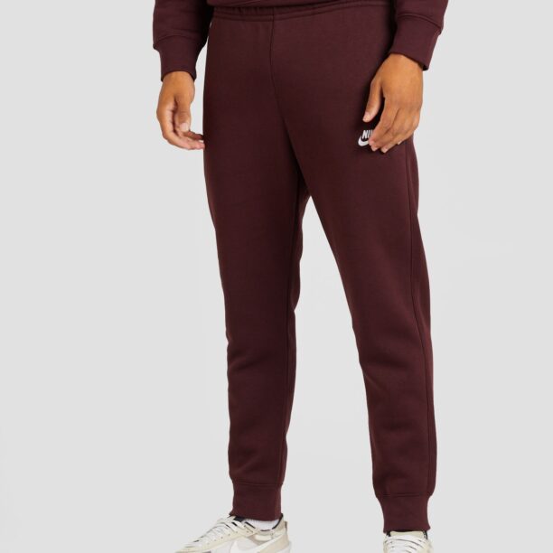 Nike Sportswear Pantaloni 'CLUB FLEECE'  roșu burgundy / alb preţ