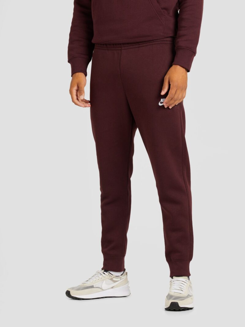 Nike Sportswear Pantaloni 'CLUB FLEECE'  roșu burgundy / alb preţ