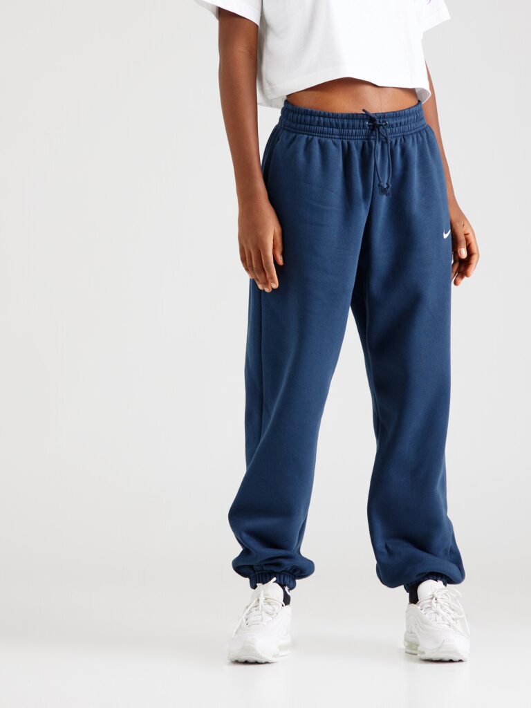 Nike Sportswear Pantaloni 'Phoenix Fleece'  albastru marin / alb