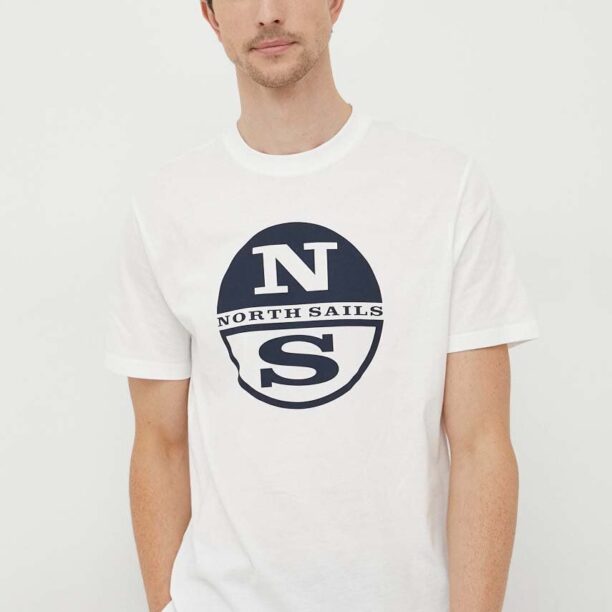 North Sails tricou din bumbac culoarea alb