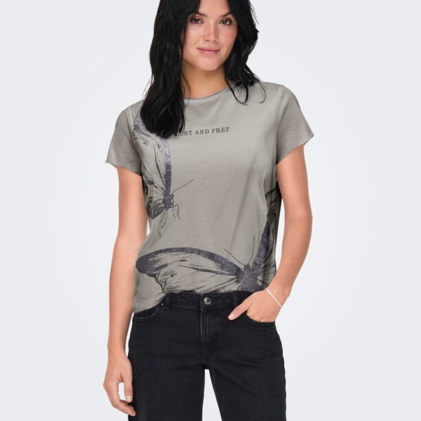 ONLY Tricou 'ONLLUCY'  gri / negru