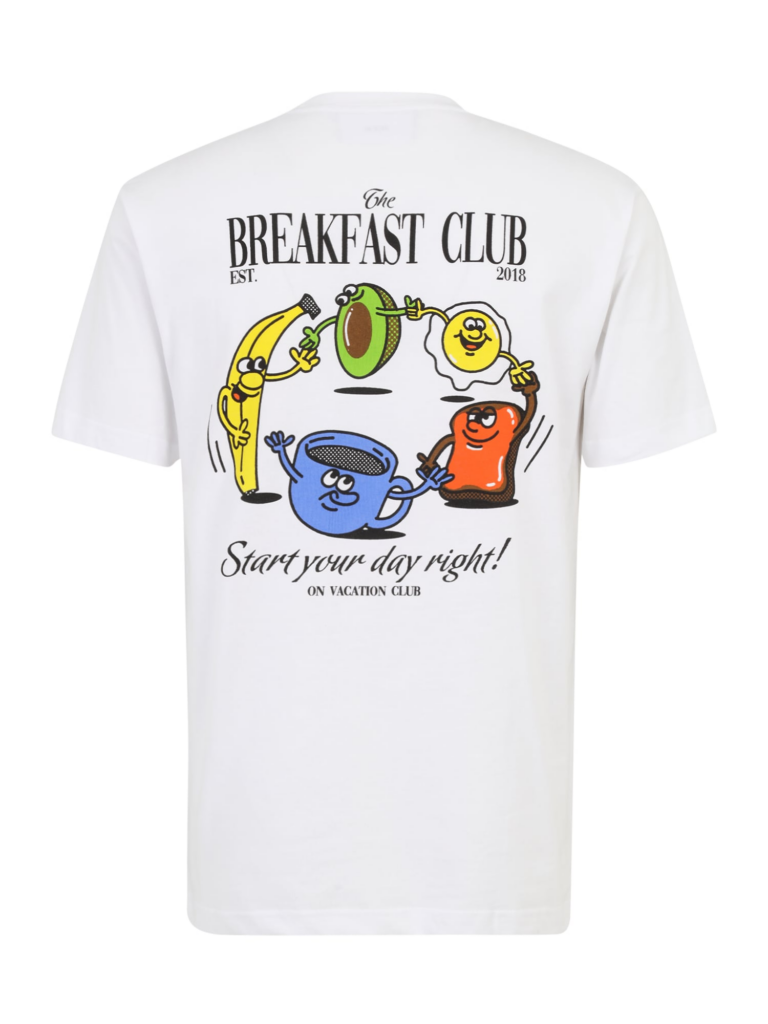 On Vacation Club Tricou 'Breakfast Club'  albastru / galben / negru / alb