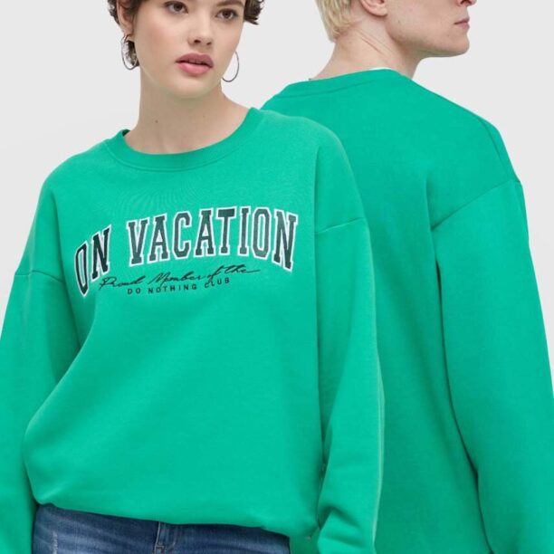 On Vacation bluza College culoarea verde