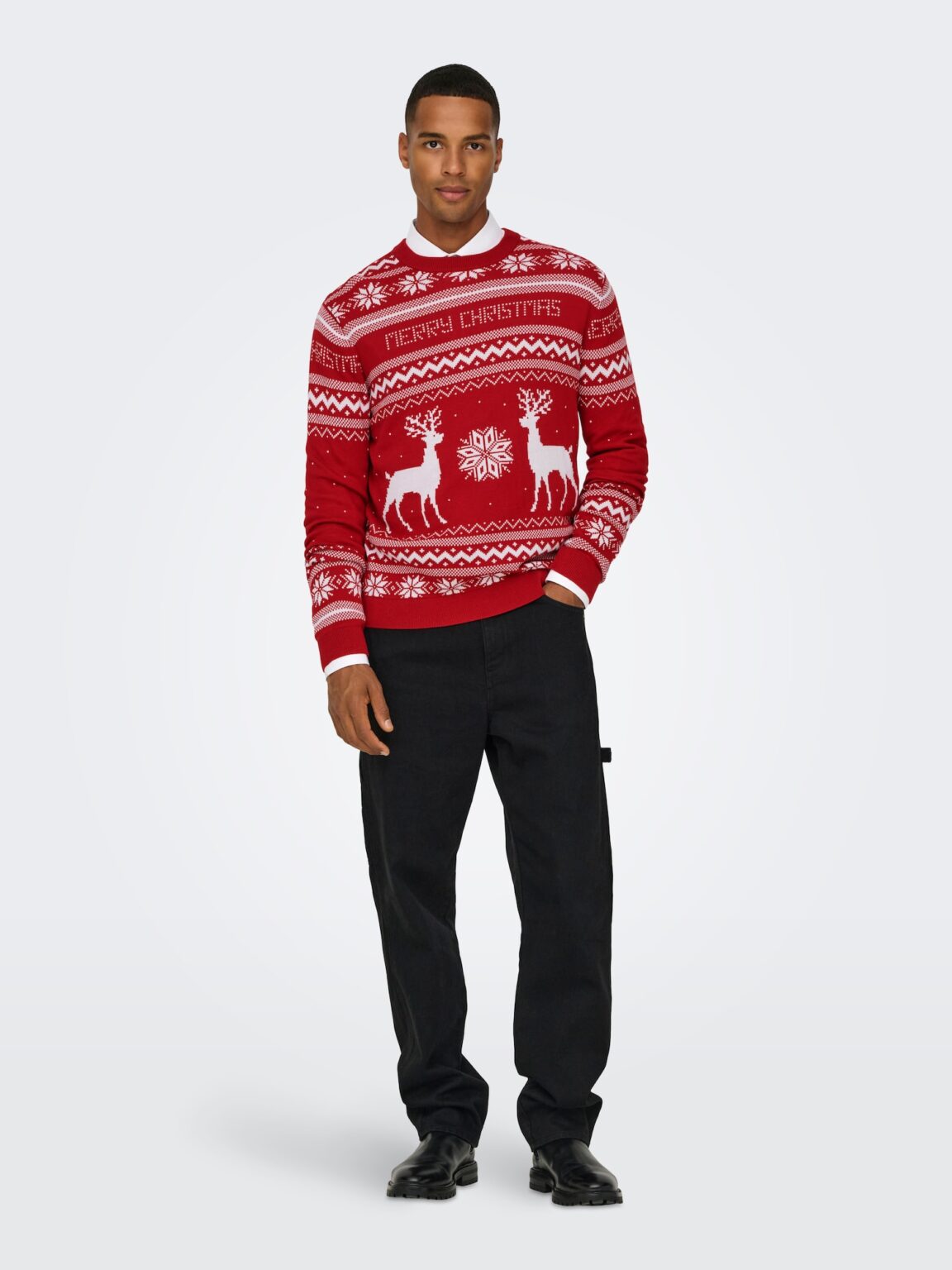 Only & Sons Pulover 'ONSXMAS'  roșu / alb preţ