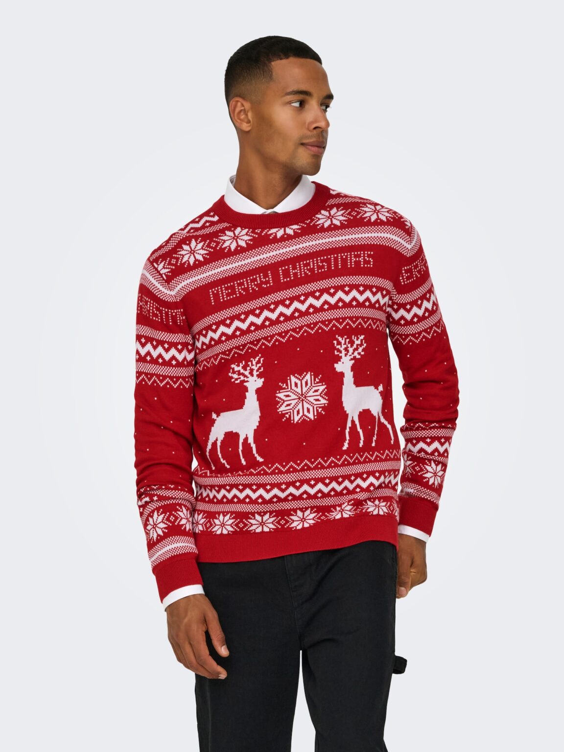 Only & Sons Pulover 'ONSXMAS'  roșu / alb