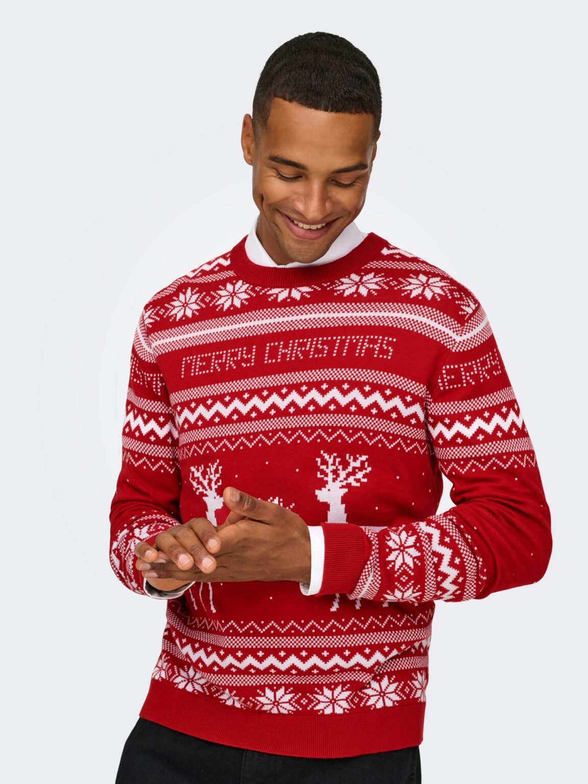 Preţ Only & Sons Pulover 'ONSXMAS'  roșu / alb