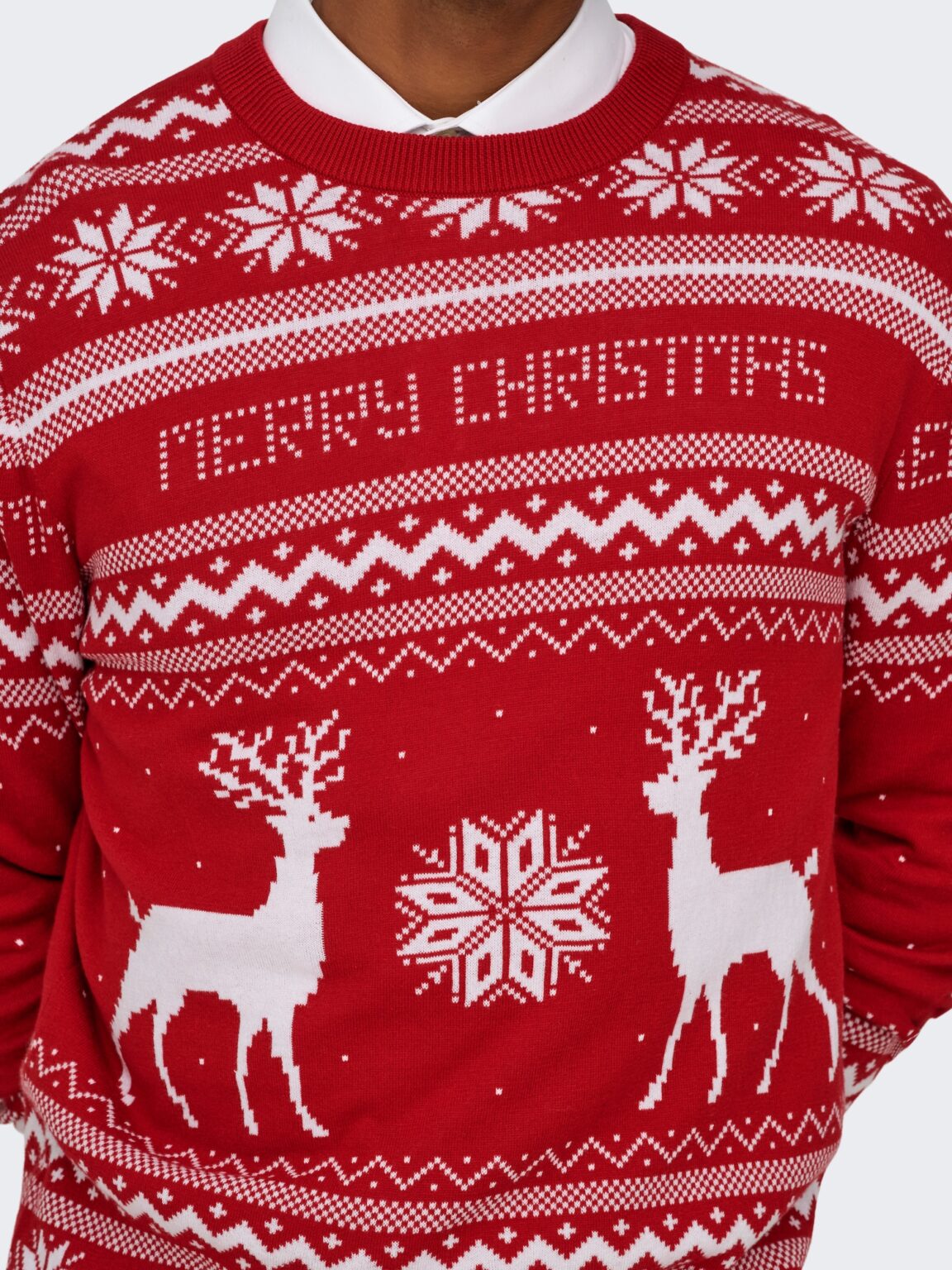 Original Only & Sons Pulover 'ONSXMAS'  roșu / alb