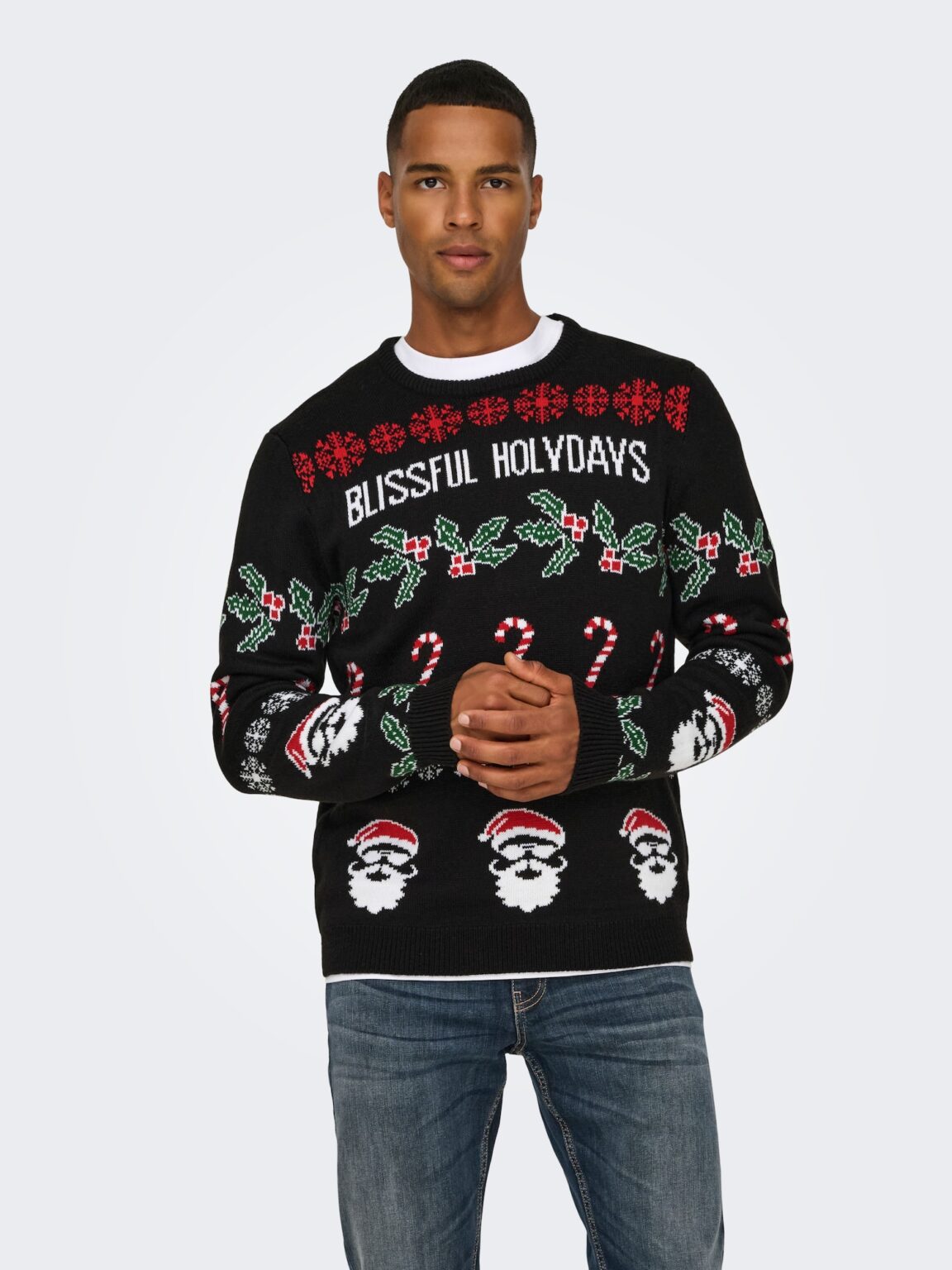 Only & Sons Pulover 'ONSXmas'  verde / roșu / negru / alb