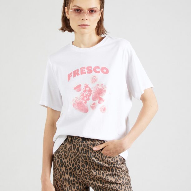 PIECES Tricou 'PCKIKKI'  roz / alb