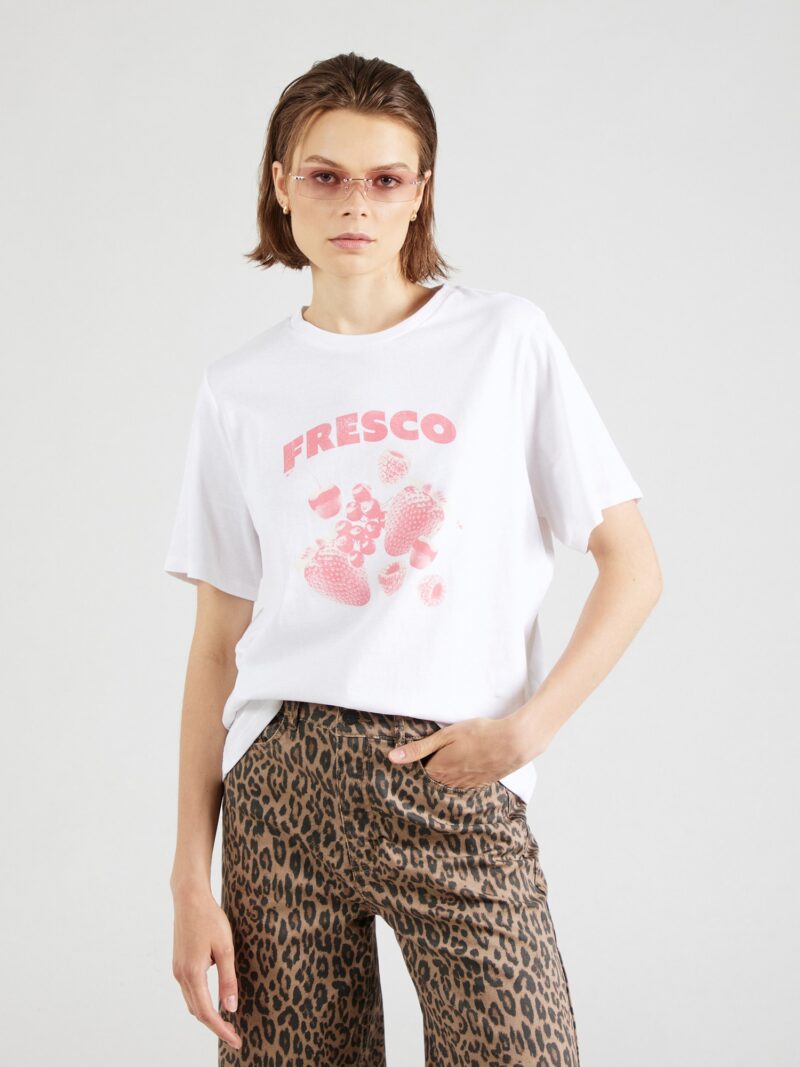 PIECES Tricou 'PCKIKKI'  roz / alb