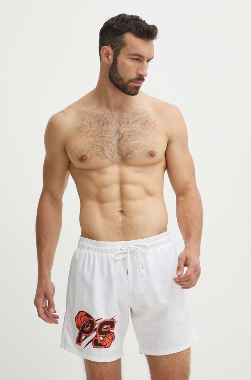 PLEIN SPORT pantaloni scurti de baie culoarea alb