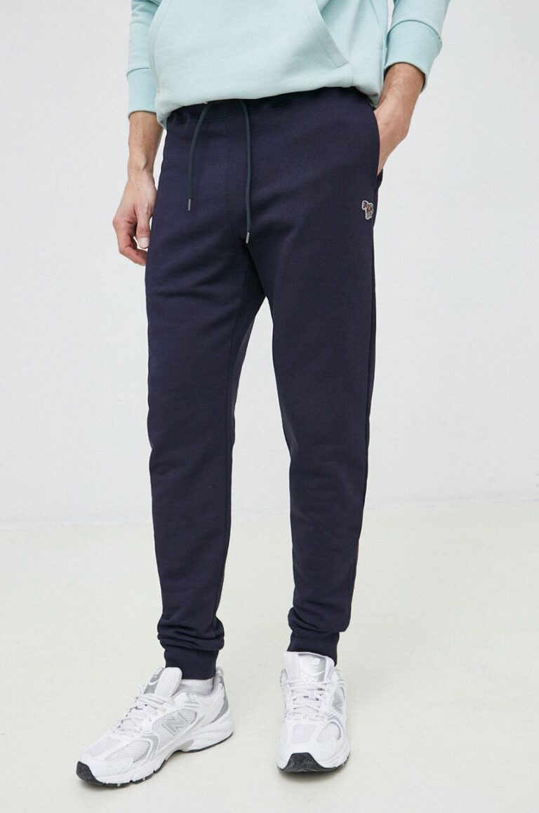 PS Paul Smith pantaloni de trening din bumbac culoarea albastru marin