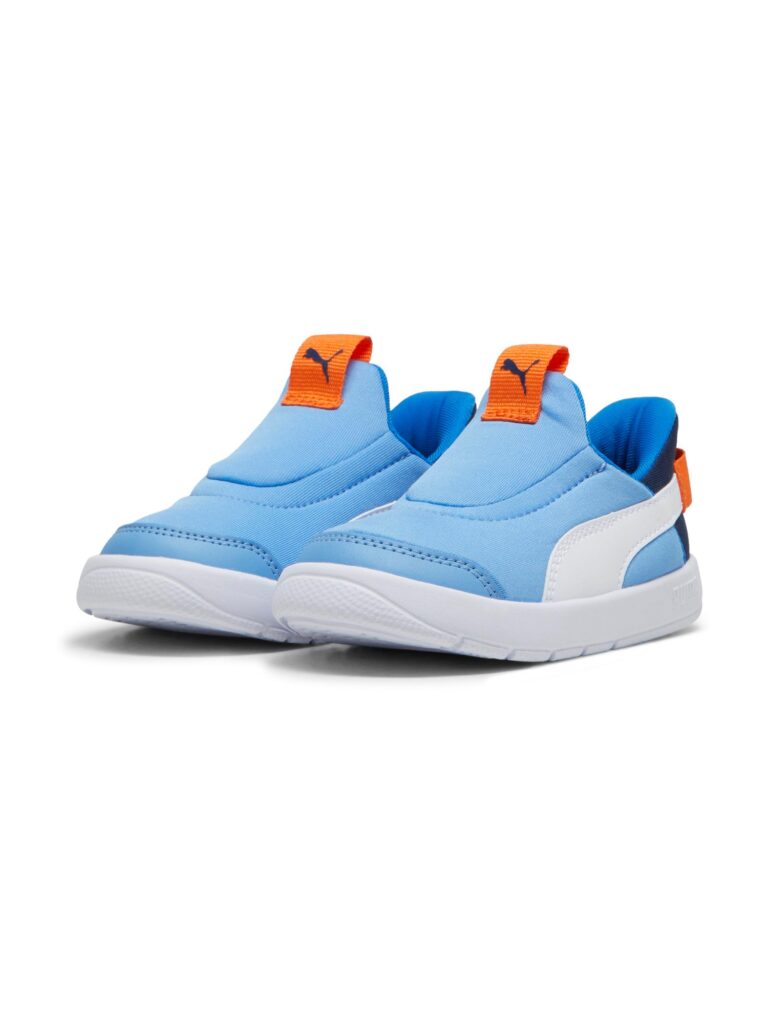 PUMA Sneaker 'Courtflex V3 Ease'  albastru marin / albastru deschis / portocaliu / alb