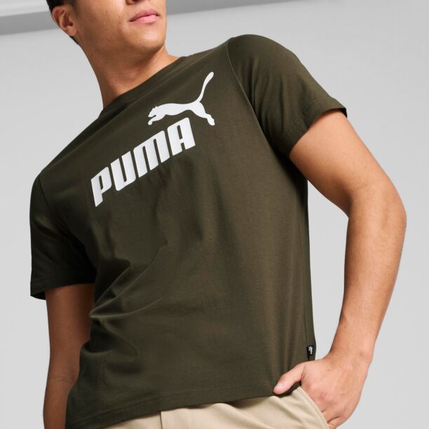 PUMA Tricou 'Essential'  kaki / alb