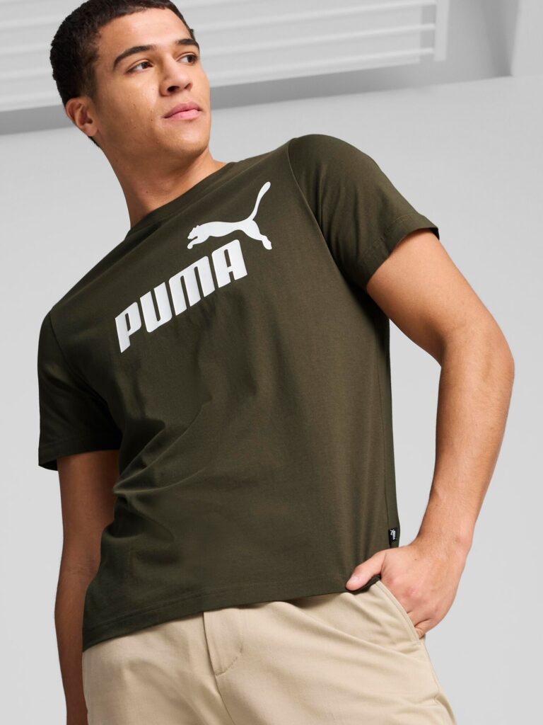 PUMA Tricou 'Essential'  kaki / alb