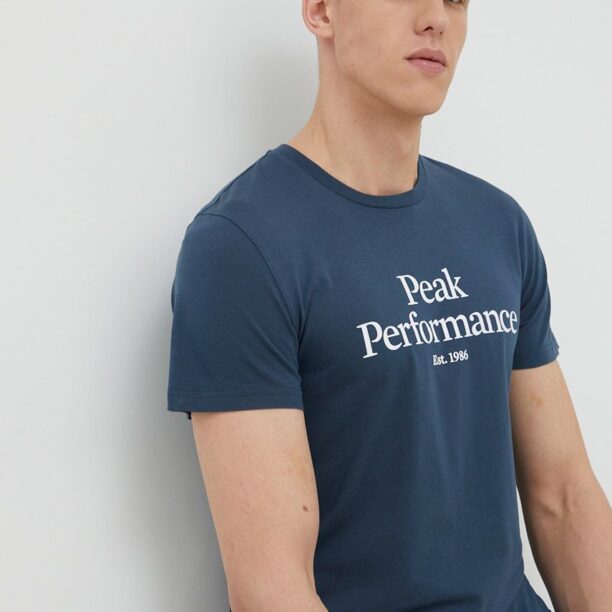 Peak Performance tricou din bumbac culoarea albastru marin