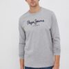 Pepe Jeans Longsleeve din bumbac Eggo culoarea gri