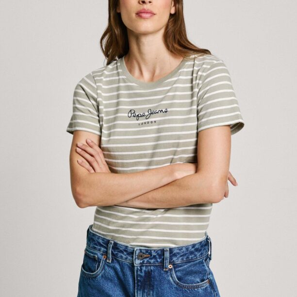 Pepe Jeans Tricou 'Elba'  kaki / negru / alb