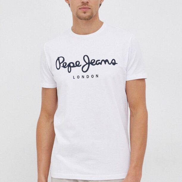 Pepe Jeans Tricou Original Stretch culoarea alb