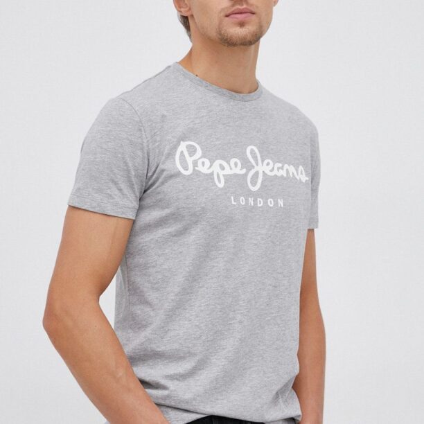 Pepe Jeans Tricou Original Stretch culoarea gri