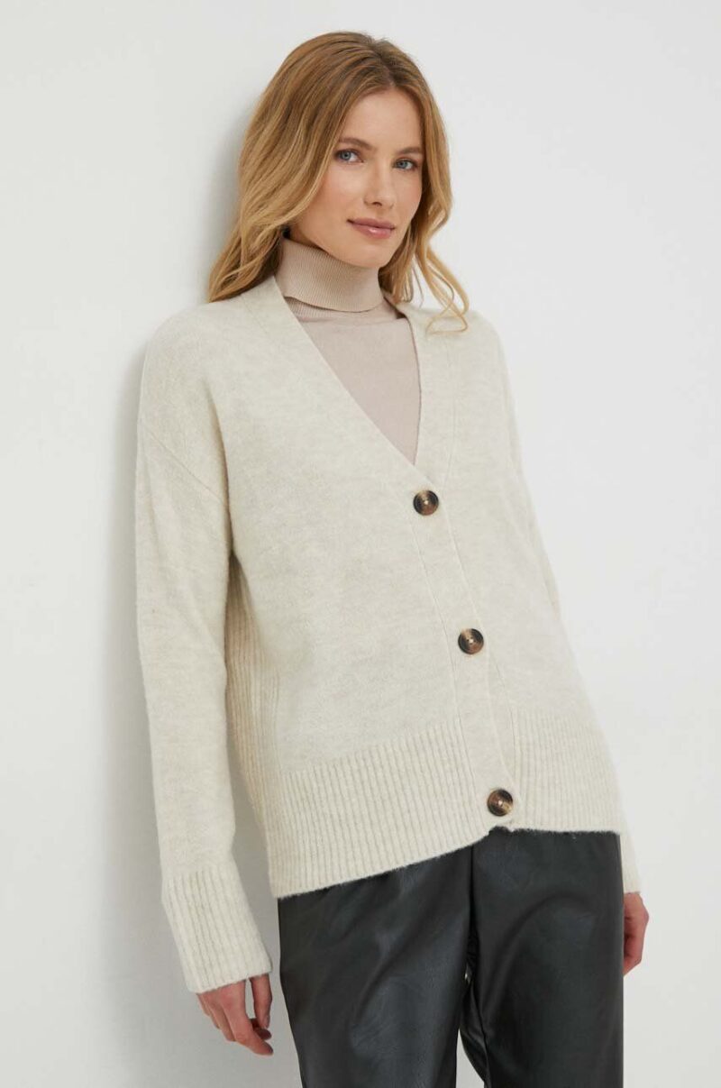 Pepe Jeans cardigan din amestec de lana culoarea bej