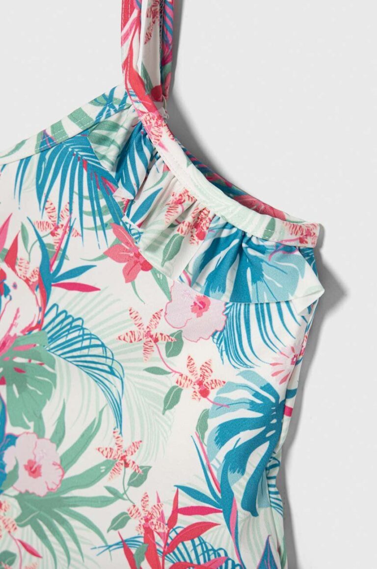 Pepe Jeans costum de baie dintr-o bucată pentru copii HIBISCUS FRILL SWIMSUIT culoarea verde preţ