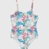 Pepe Jeans costum de baie dintr-o bucată pentru copii HIBISCUS FRILL SWIMSUIT culoarea verde