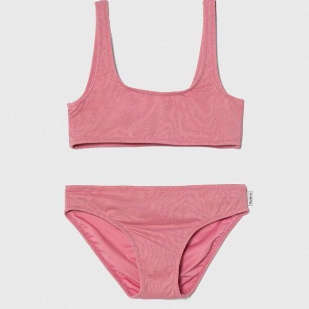 Pepe Jeans costum de baie pentru copii din două piese LUREX SC BIKINI SET culoarea roz