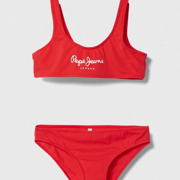 Pepe Jeans costum de baie pentru copii din două piese PEPE SC BIKINI SET culoarea rosu