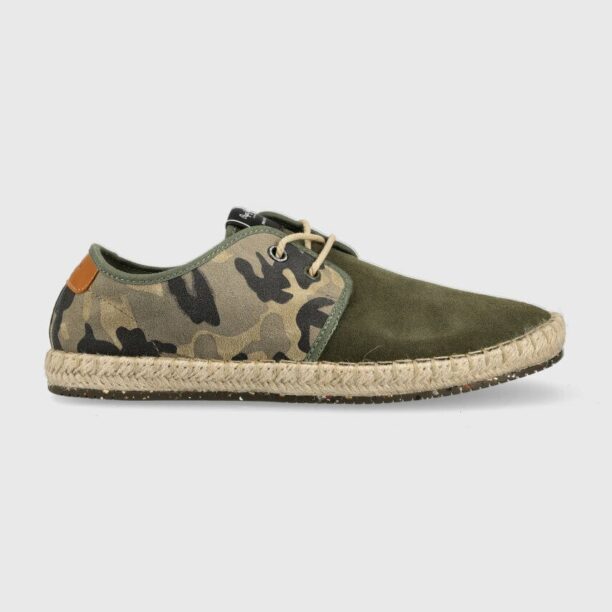 Pepe Jeans espadrile din piele intoarsa TOURIST culoarea verde