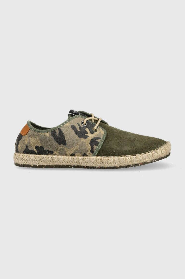 Pepe Jeans espadrile din piele intoarsa TOURIST culoarea verde