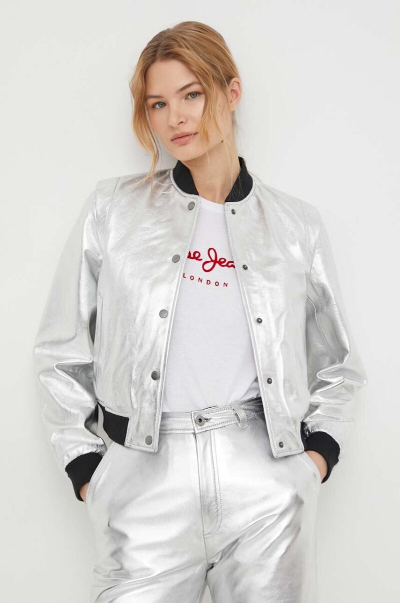 Pepe Jeans geaca bomber de piele femei