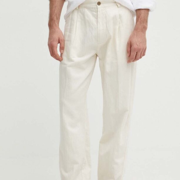 Pepe Jeans pantaloni RELAXED PLEATED LINEN PANTS barbati