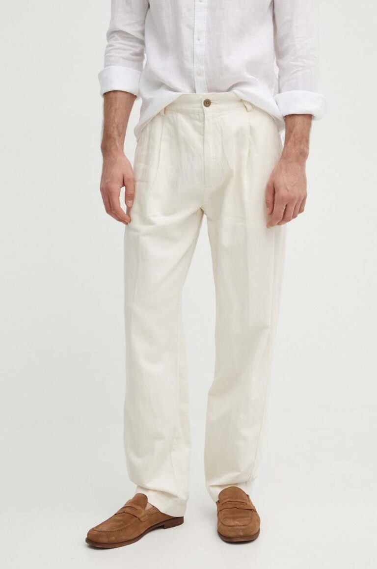 Pepe Jeans pantaloni RELAXED PLEATED LINEN PANTS barbati