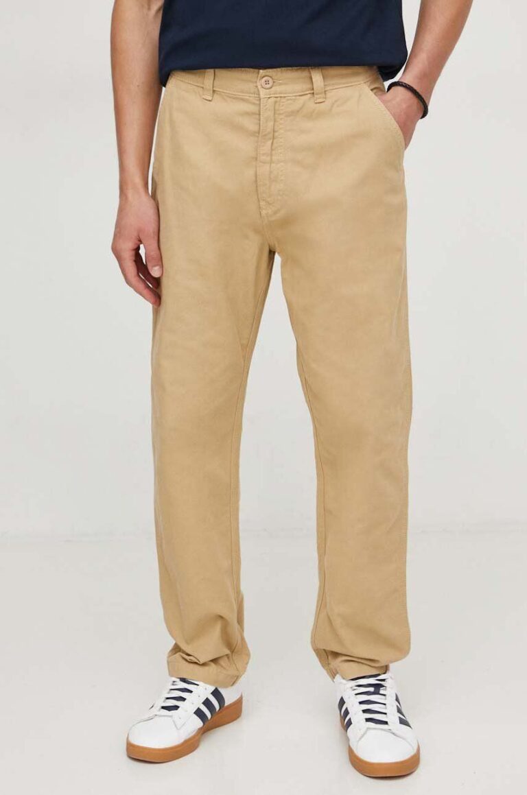 Pepe Jeans pantaloni de bumbac culoarea bej