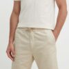 Pepe Jeans pantaloni scurti din in RELAXED LINEN SMART SHORTS culoarea bej