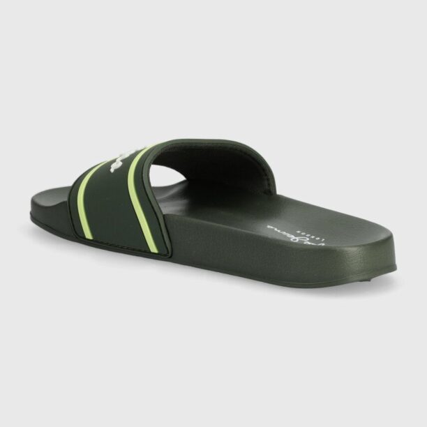 Pepe Jeans papuci SLIDER LOGO B culoarea verde preţ