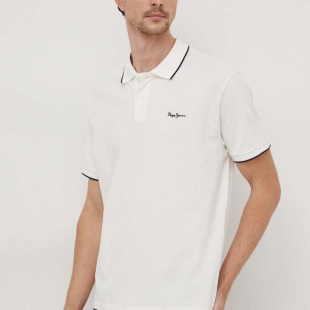 Pepe Jeans polo de bumbac Hans culoarea bej